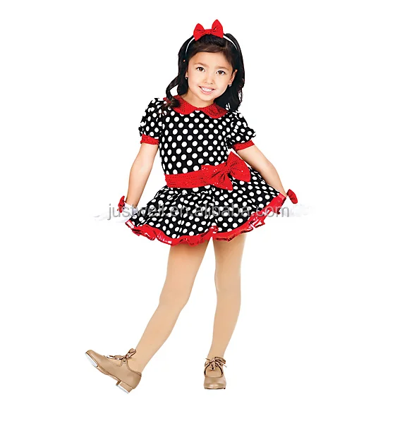 Танцевальный Костюм для маленьких девочек, дешевое красное платье в горошек