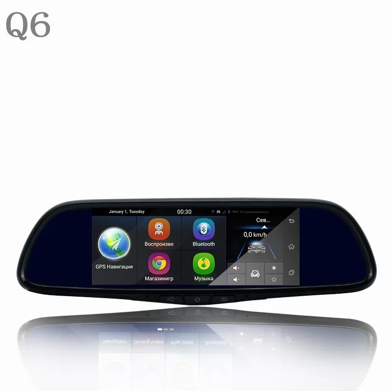 Q6 7 inch car gps navigation camera rearview mirror 1080p manual hd dvr Cell phone monitoring