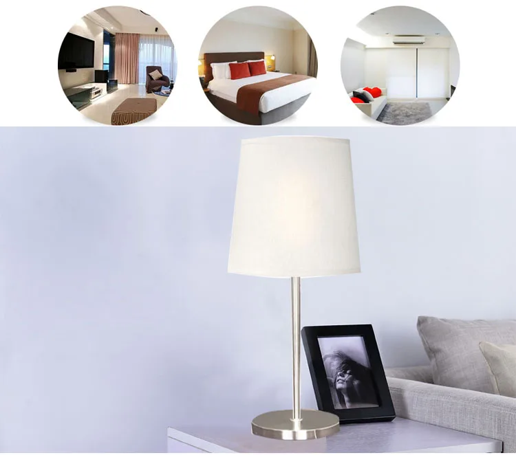 Hot Sale Modern Simple Fabric Lampshade Minimalism Small Bedroom Bedside Hotel Bedroom Led Table Lamp For Room Decoration