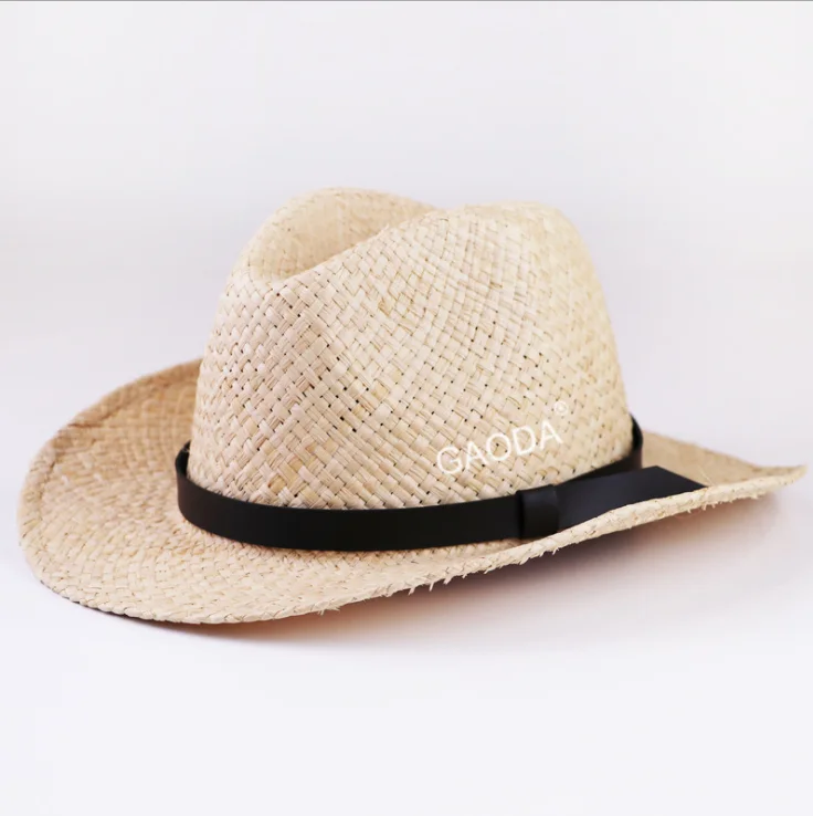 Factory supply natural raffia straw panama style hat