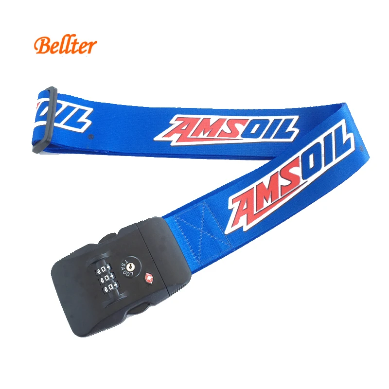 Prime Quality Promotional Customized Logo Adjustable Travel Luggage Strap with TSA Lock