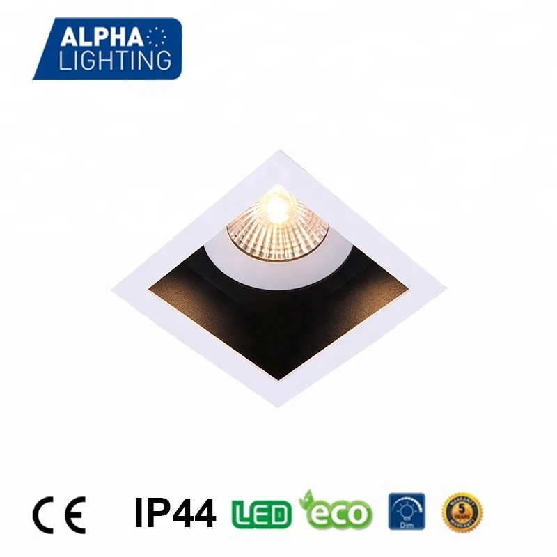 Alpha Ip44 Semi-Trimless Square Bathroom Led Down Light , White Square Dimmable Downlights