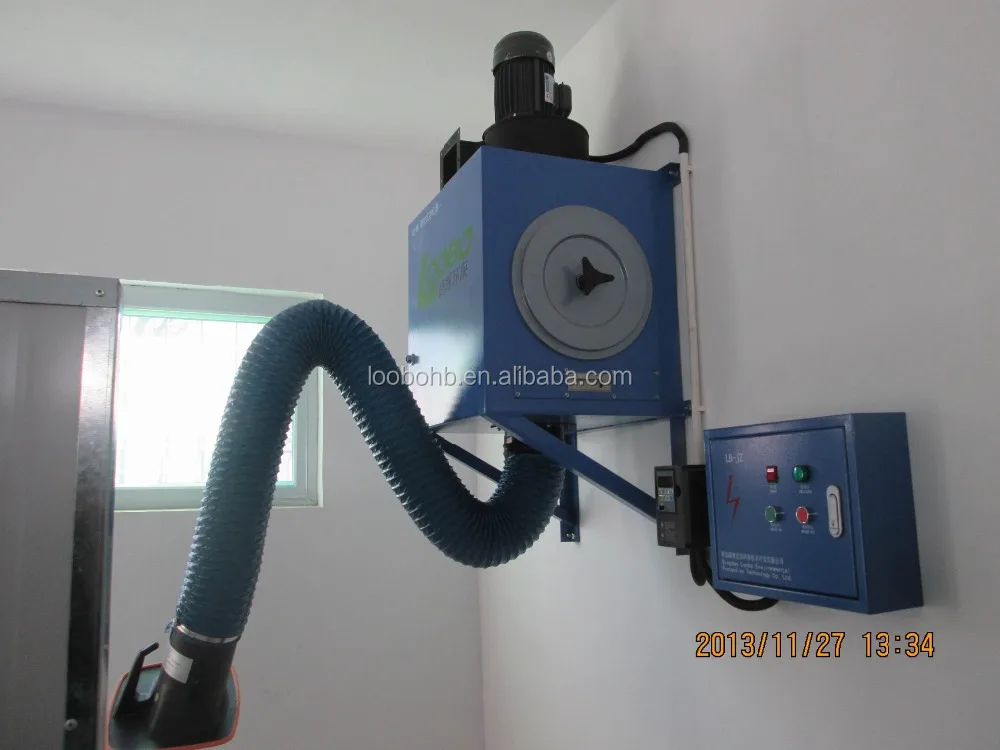 loobo best sale wall mounted fume extractor/welding dust collector with double suction hood