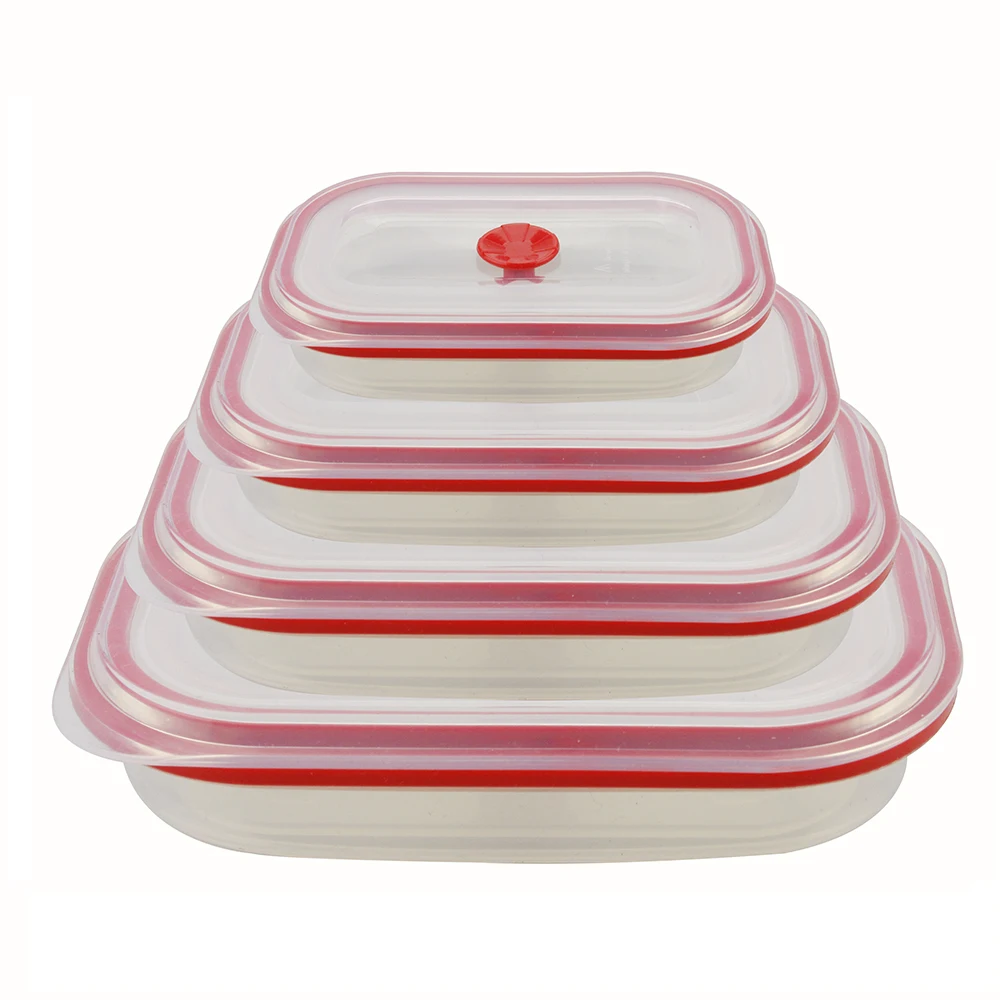 
Microwave Food Box Storage Containers Keeping Fresh Bento Foldable Collapsible Silicone Bento Lunch Box With Silicone lid 