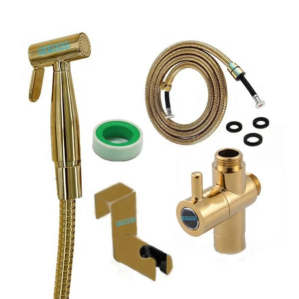 NZMAN Premium Metal Sprayer for toilet clean ,Golden Handheld Muslim Shower,Gold PVD Brass Shattaf Bidet Diaper Sprayer 014-G-P2
