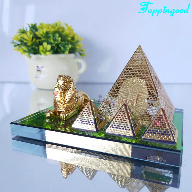 Golden Foil Crystal Pyramid Model For Egypt Souvenir Gifts