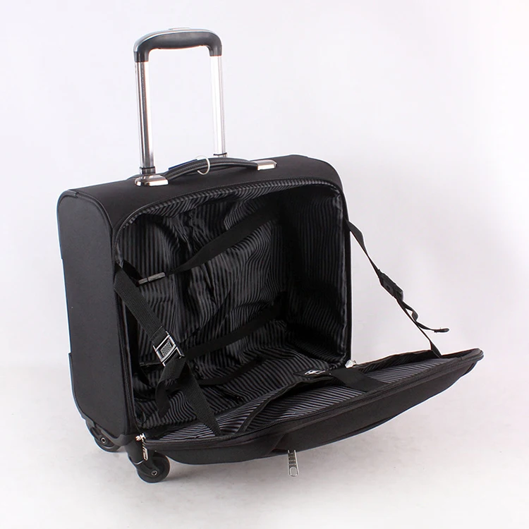 Gift order accepted custom low MOQ 16 inch Nylon fabric rolling lockable business laptop suitcase