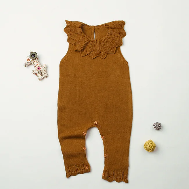 
PHB30725 sleeveless design baby 2019 knitted newborn romper 