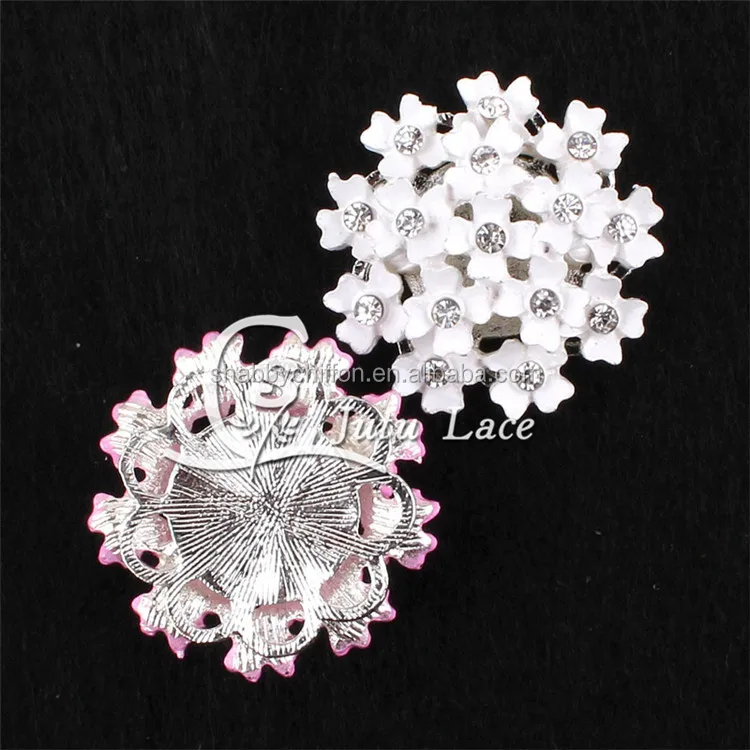 25 мм розового и белого цветов на пуговицах с цветочным принтом со стразами центр-плоские с одной стороны Стразы garment accessories-аксессуары для волос украшения