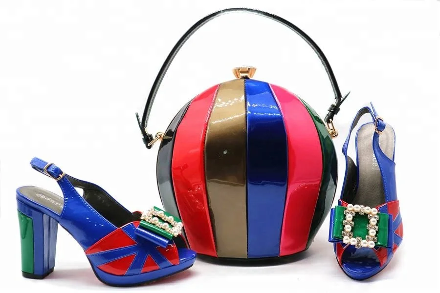 AB5342 Luxury Quality Custom High Heel and Italian Leather Matching Bag Set Italian Shoes and Bag Set