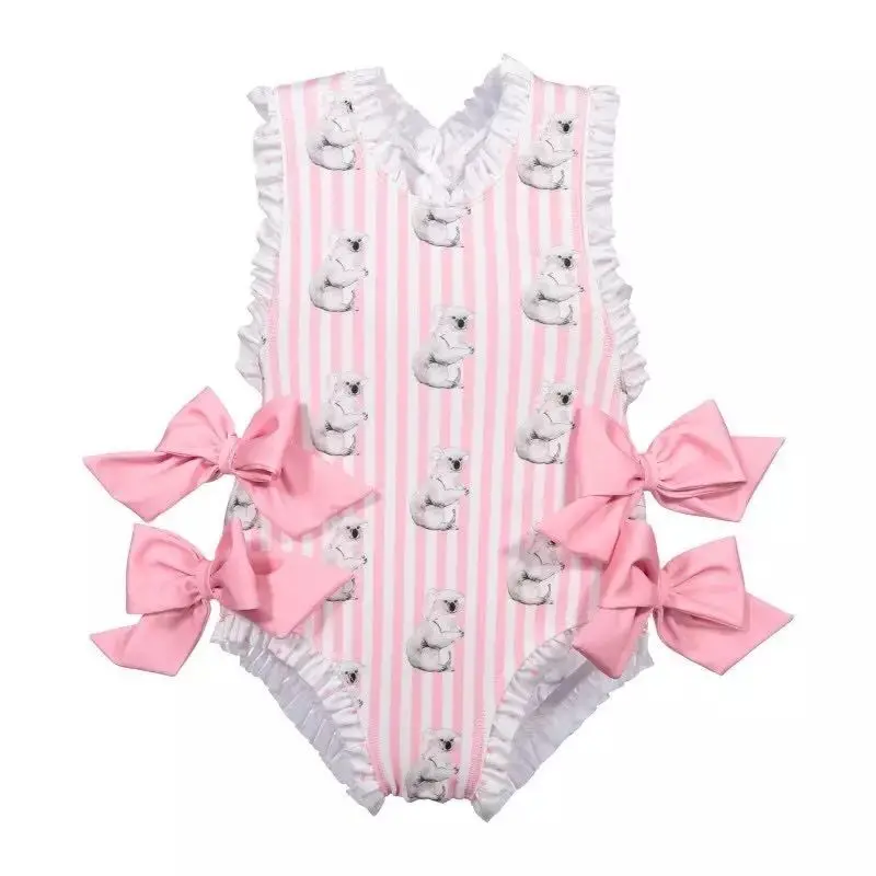 
2019 Baby Girls Beautiful Swimming Wear Suits Lovely Flamingo Ice crea Bear Print Swimsuits Brand Design Child Fashion Swimwear 