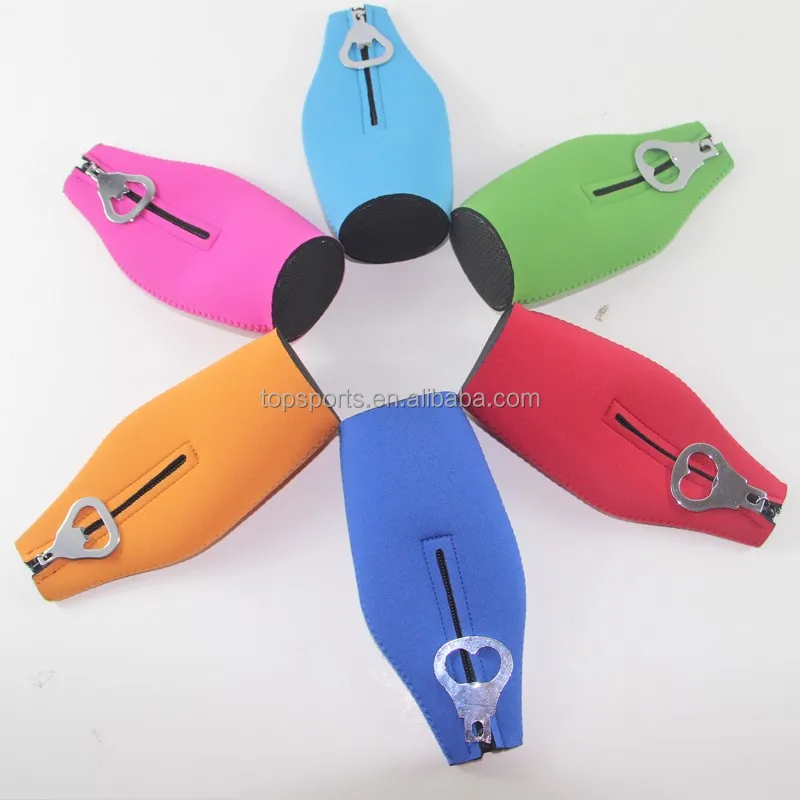 Printed Customized Zip/ Neoprene Beer Cooler With a bottle opener