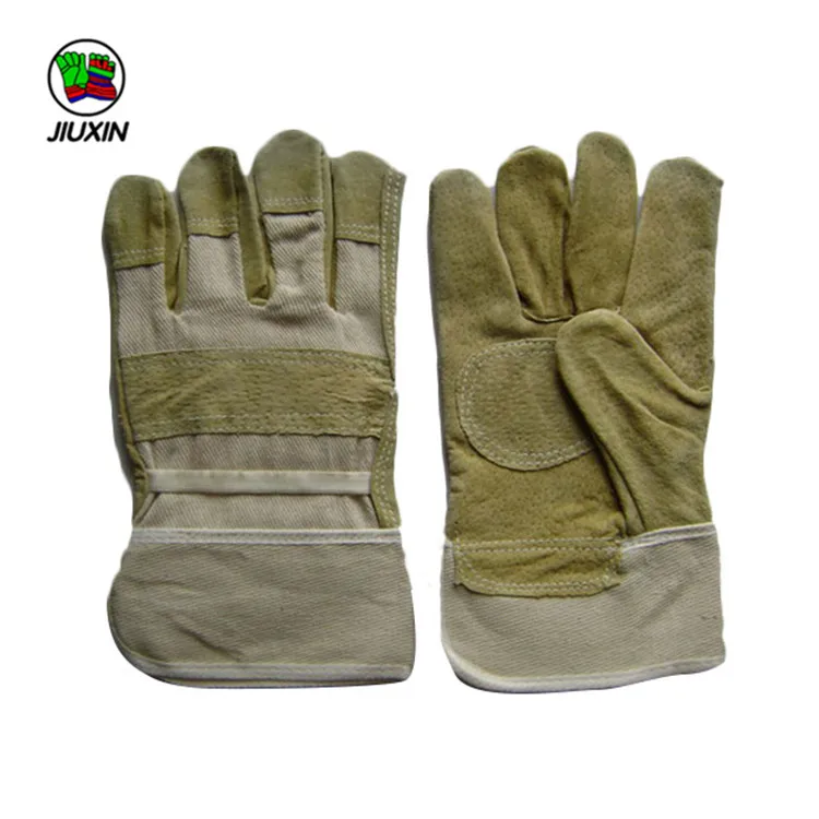 New design hot selling pig division leather gloves with reinforced palm