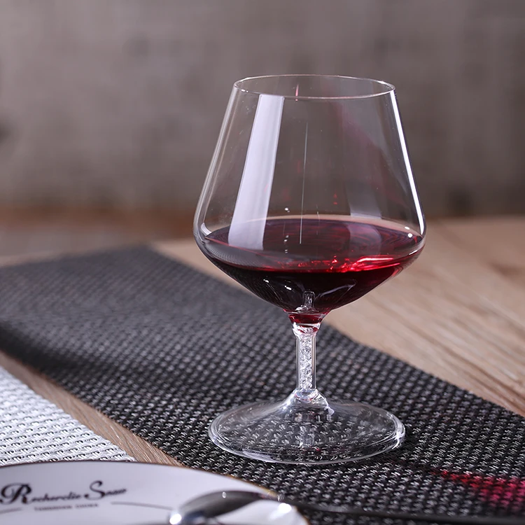 370ml Handmade Brandy Cognac Wine Goblet Glassware with colored stem