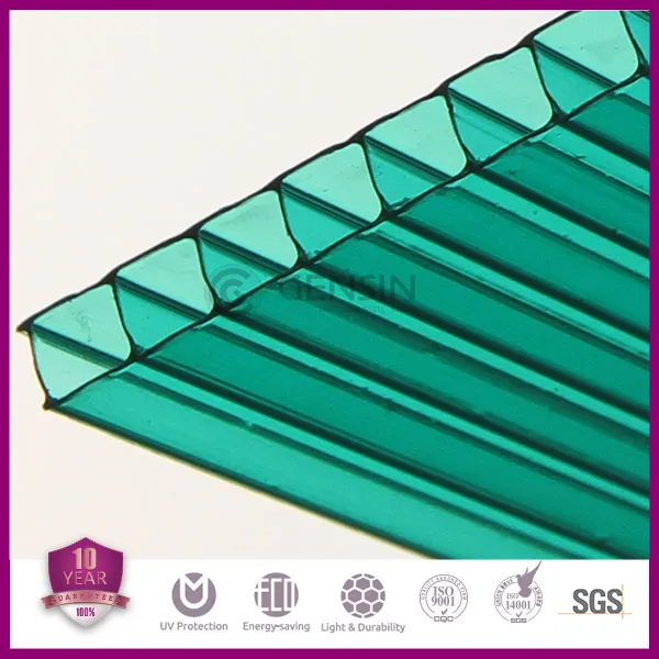 
4mm/5mm/6mm Green Colored Polycarbonate Sheet Twin-wall Hollow,Policarbonato Alveolar,PC Roofing Cover UV Resistance Coating 