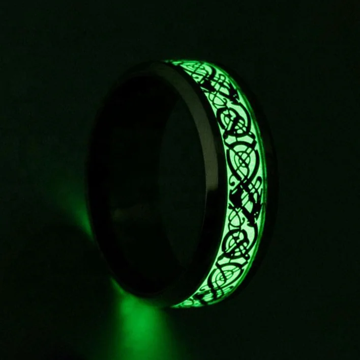 Wholesale Luminous Ring Gold Dragon Stainless Steel /Titanium  Ring Gift For Men Women