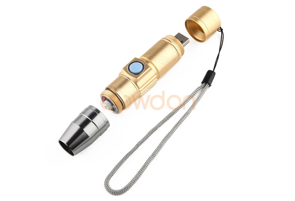 USB Rechargeable 365nm Ultraviolet Purple UV Flash Light Money Fluorescent Jewelry Detector Black Light Flashlight