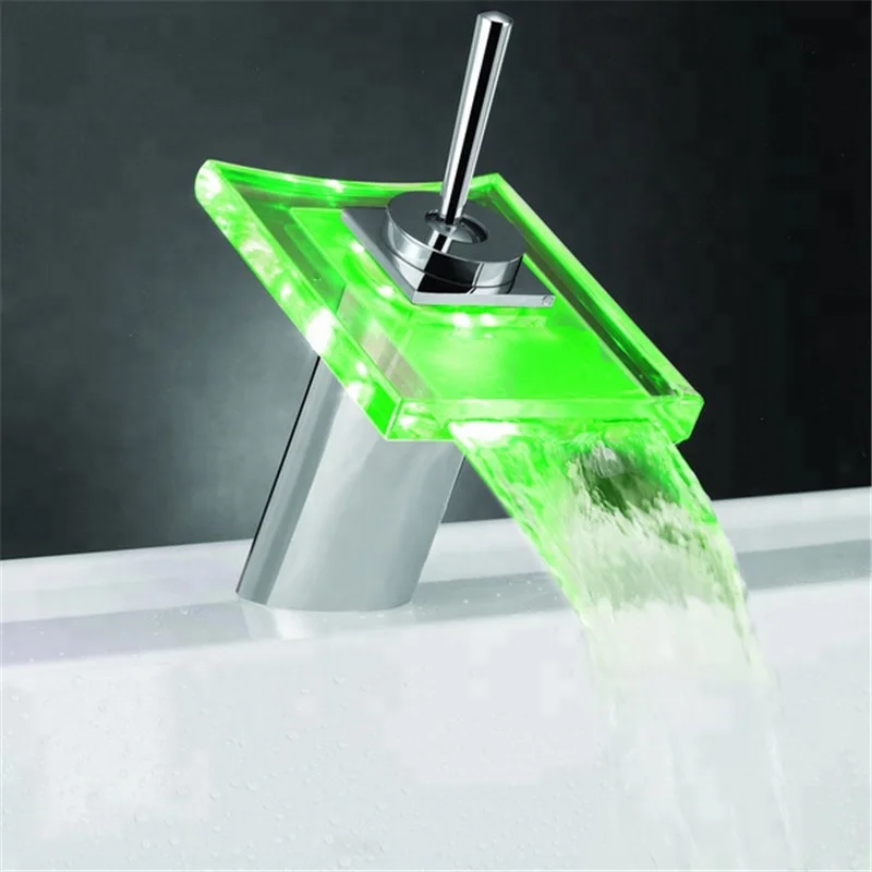 Bathroom Sink Faucet LED Light 3 Colors Changing Offer New Glass Basin Tap to Fit Glass Wash Basin Sink for Hotel Project