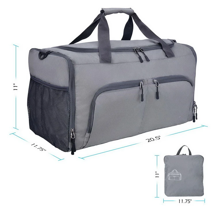 Foldable travel duffle bag sport bag waterproof gym bag with shoe compartment custom logo