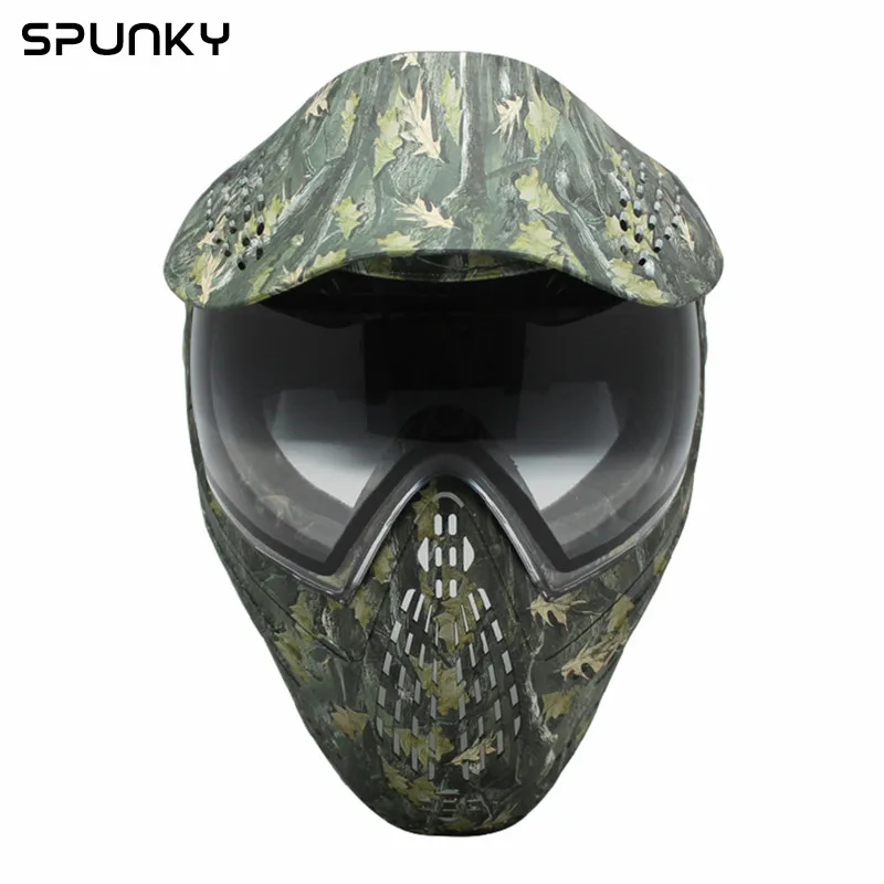Colorful Full Face Coverage Paintball Mask with Double Lens Goggle Watercolor Series