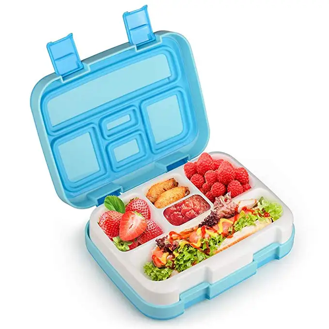 Lunch Box for Kids Bento Box Container Children with Spoon Super Leakproof 5-Compartment Durable BPA-Free Microwave Safe