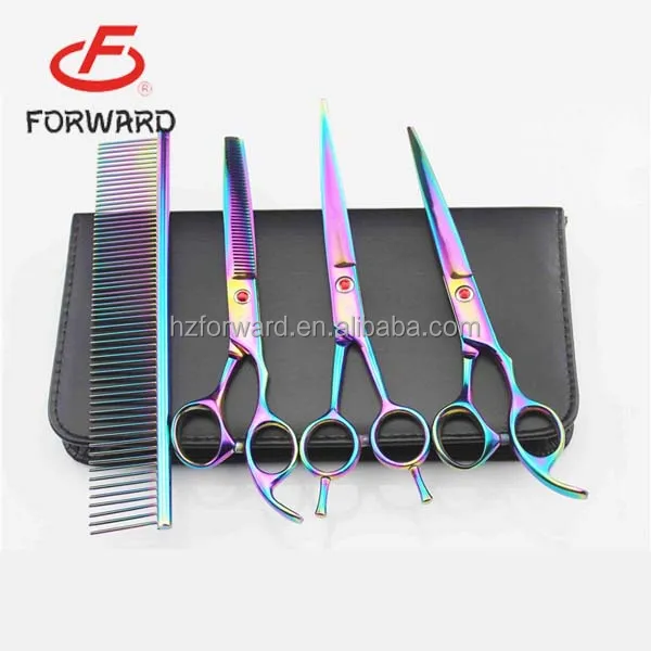 LILYS PET 7inch Professional Purple PET DOG Grooming scissors suit Cutting&Curved&Thinning shears