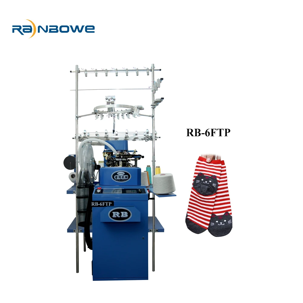 China hot sale RB-6FTP 3-D hosiery automatic socks knitting making machine with prices