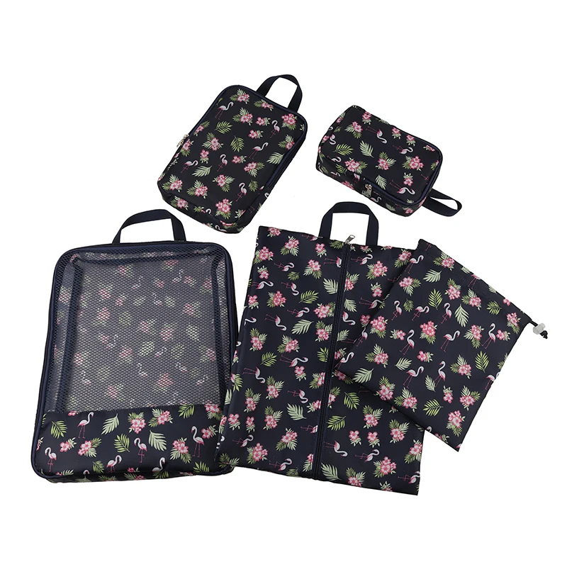 New style Packing Cubes 5-Pcs Travel Organizer Accessories with Shoe Bag underwear case Compression Travel Luggage Organizer