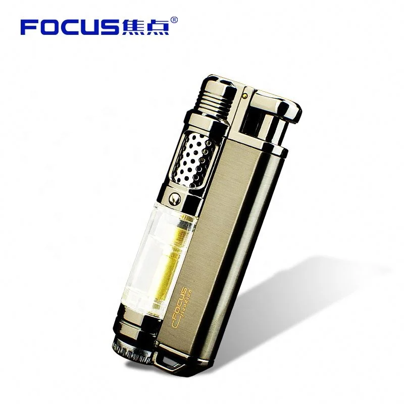 Hot zinc alloy creative personality and wind proof torch lighter with gas windows