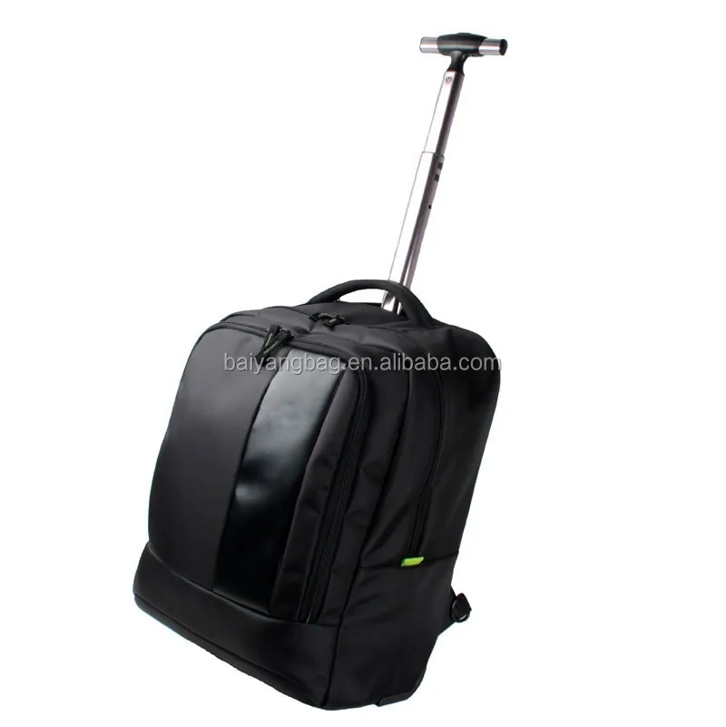travel hiking trolley bag,polyester canvas leather school trolley backpack ,china manufacturers wheeled market school bag