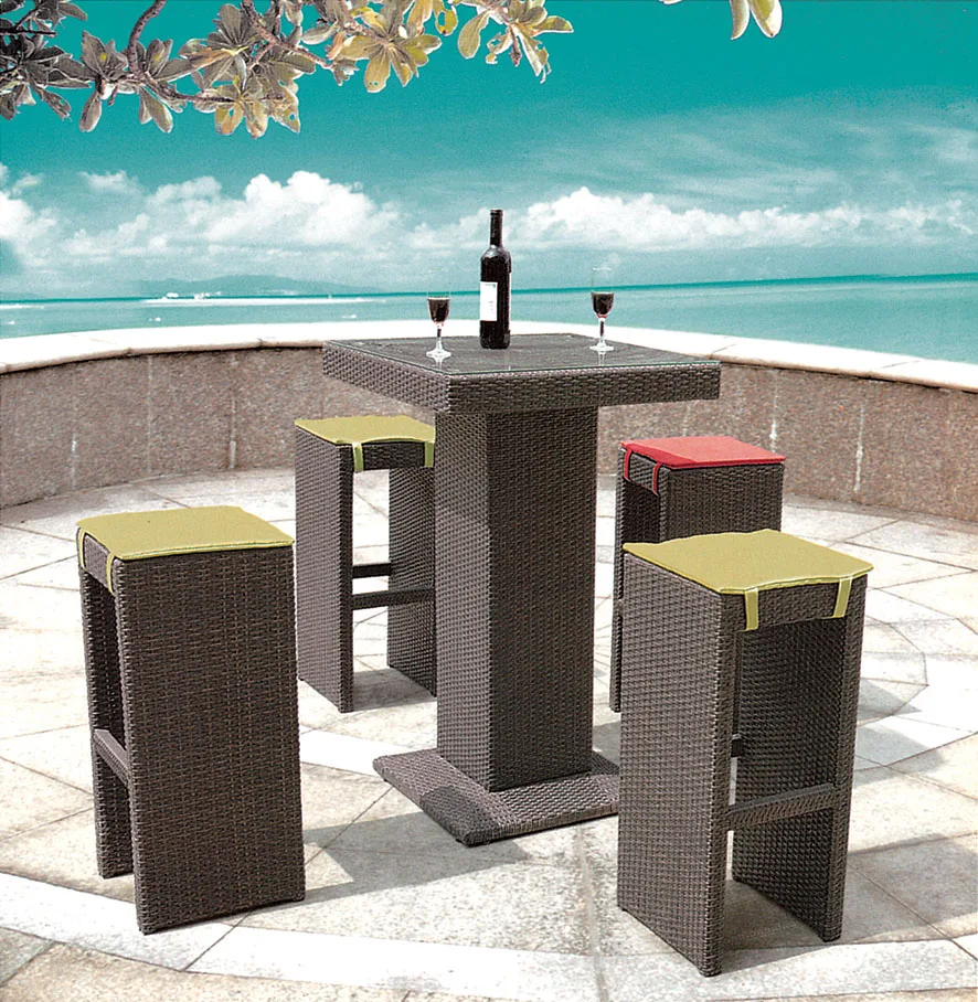 Bistro Rattan Outdoor Bistro Furniture Barstool Set