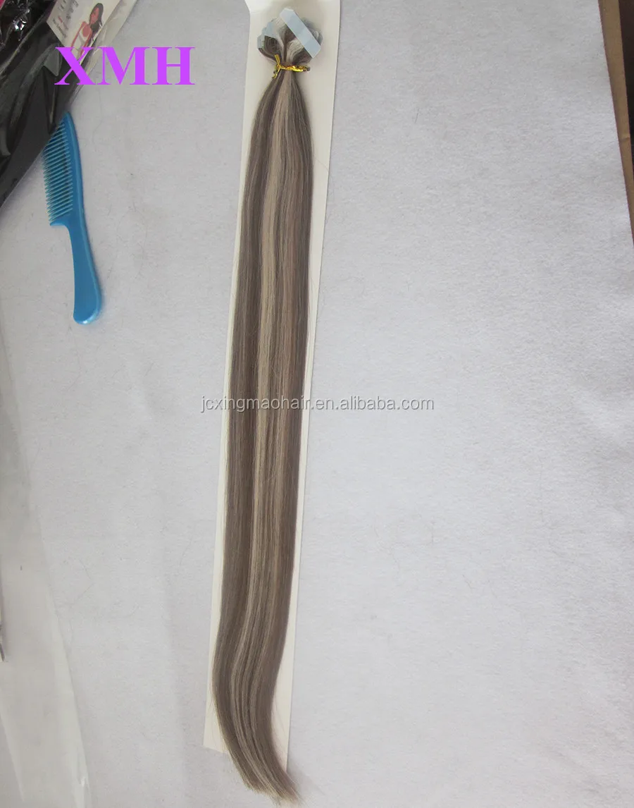 Высококачественные невидимые волосы для наращивания кожи коричневые с светлыми краями