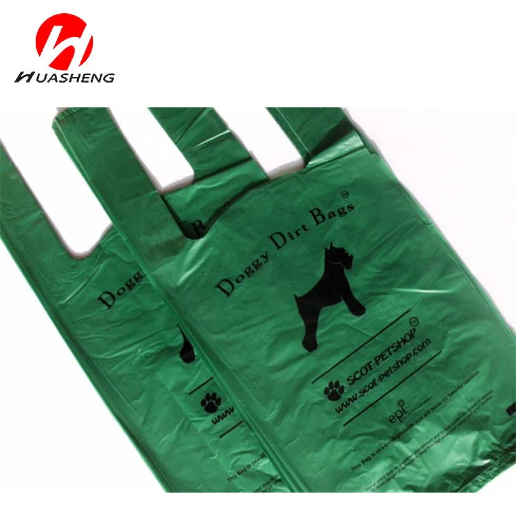 high quality disposable dog poop bags / vest handle pet garbage bags