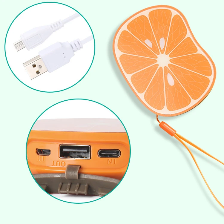 Creative 6000mah mobile power supply,orange watermelon kiwi fruit power bank with type c