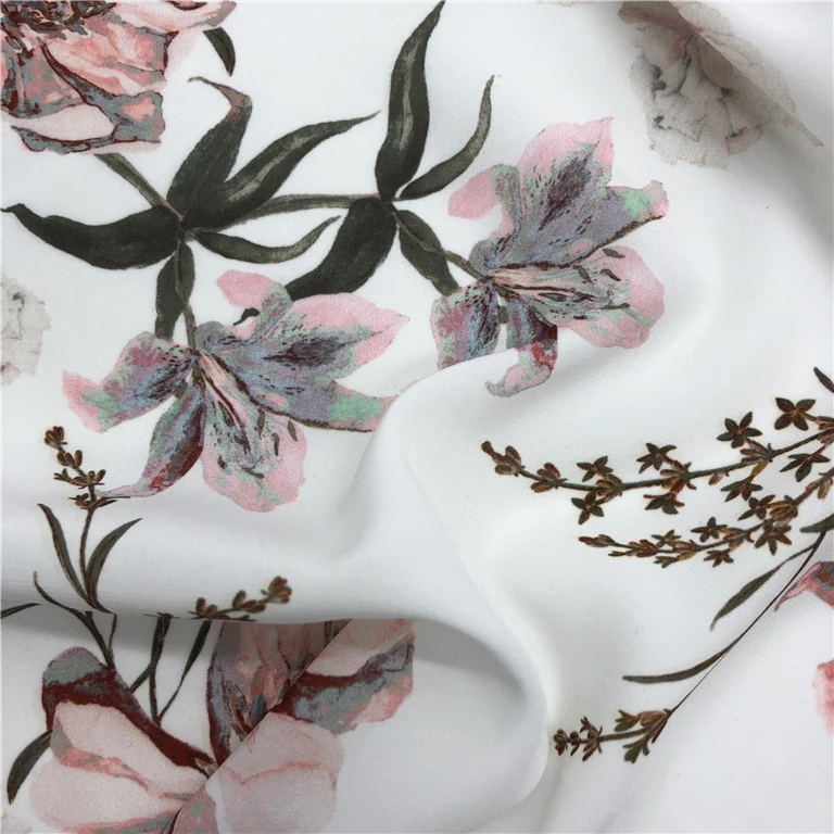 Suppliers High Quality 100 Polyester Satin Digital Printed Crepe Chiffon Brushed Fabric