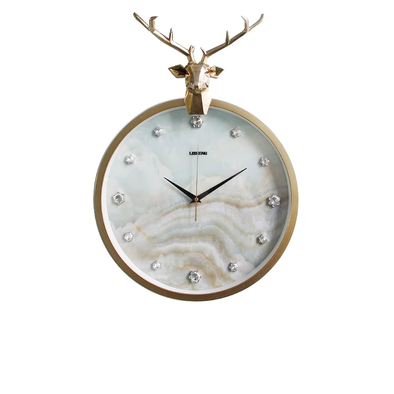 Marble Stripes Reindeer 12 Process Cutting Stone Wall Clock Furniture Wall Decorations VFBD8328