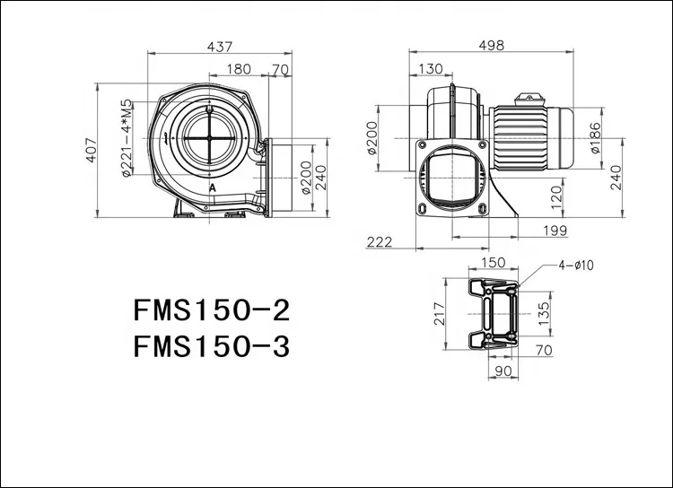 FMS-1502 среднего давления 200 градусов 380V большой поток алюминиевый центробежный вытяжной вентилятор электрический вентилятор