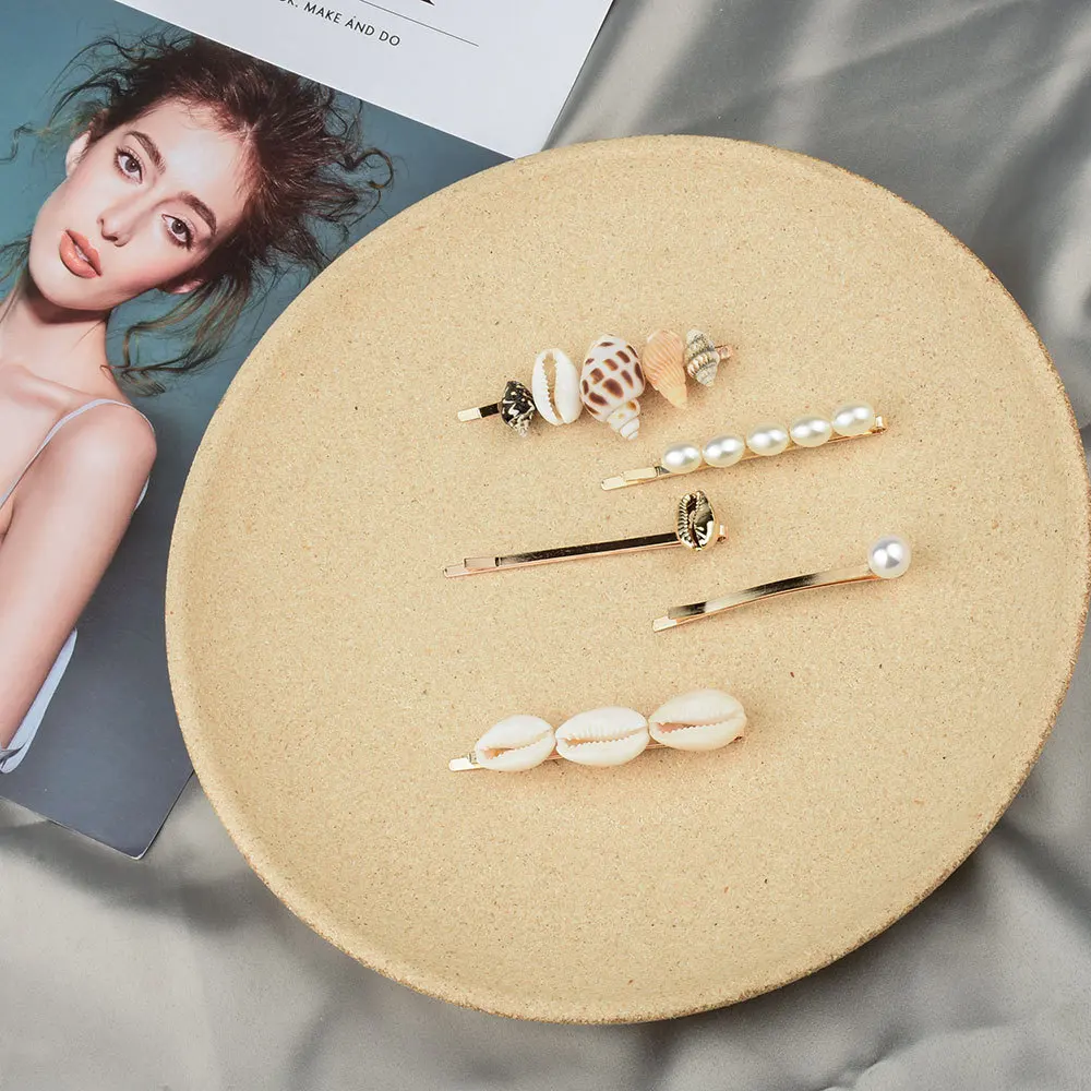 
2019 Summer Women Hair Accessories Sea Shell Bobby Pin 5pcs/Set For Jewelry Gifts Hair Clip 