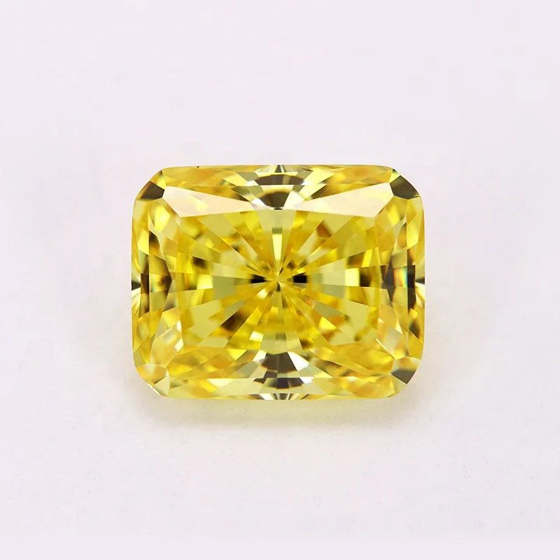 hand polish 5A grade 6x8mm loose canary yellow octangle shape radiant cut cubic zirconia stones
