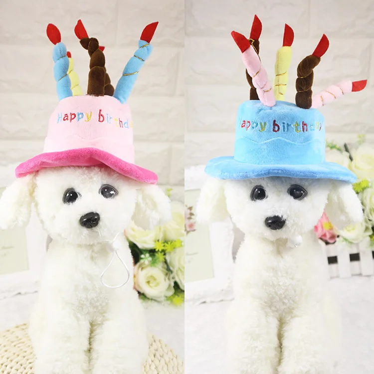 Funny Design Cute Cotton Birthday Hat For Pet Dogs and Cats Birthday Cake and Candle Shape Pet Hat Toy