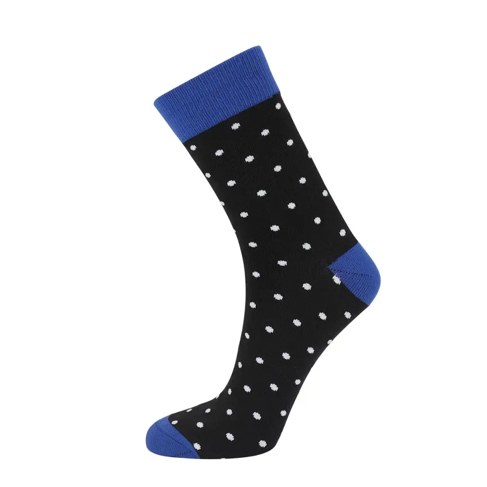 Wholesale thin breathable mens navy polka dots happy dress socks