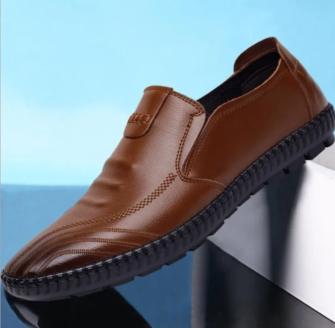 UP-0008J Stylish men pu leather shoes new model wholesale casual slip on shoes