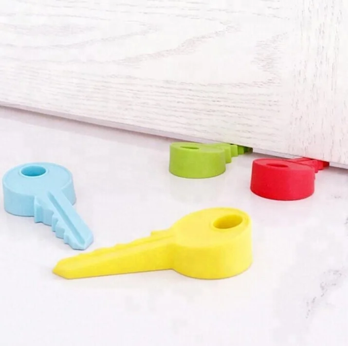 Key shape child anti-pinch silicone door stopper wind door plug creative security door resistance