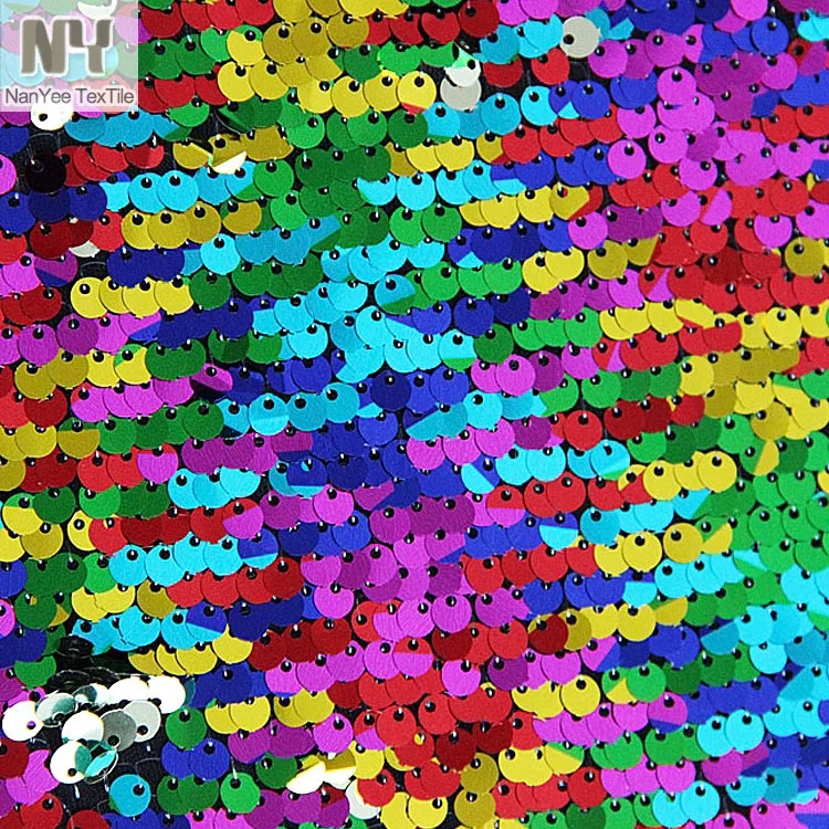 Nanyee Textile Full Color Metallic PET Material Sequin Fabric