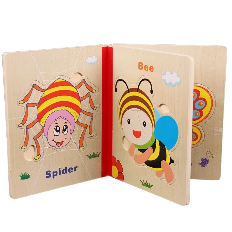 Boys and girls intelligence blocks toy wooden jigsaw puzzle books