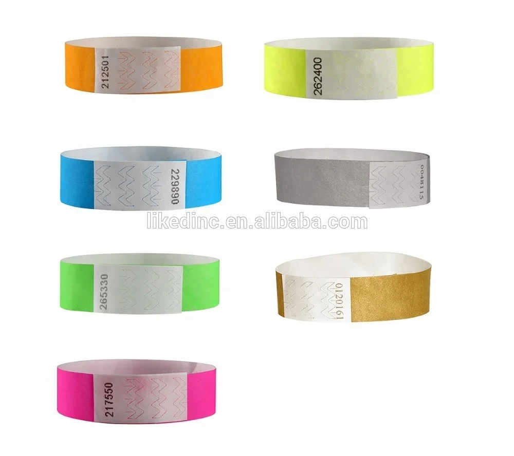 High class colorful event bracelets tyvek printing label wristband for all festival