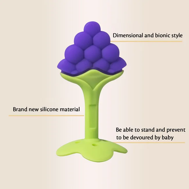 BPA Free Natural Organic Freezer Safe Fruit Silicone  Baby Teething Toys for Babies, Kids, Toddlers