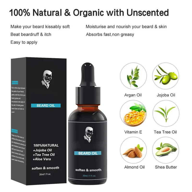 Wholesale Beard Care Unscented Men Beard Oil Gift Set for Men Grooming & Care Beard Care Set