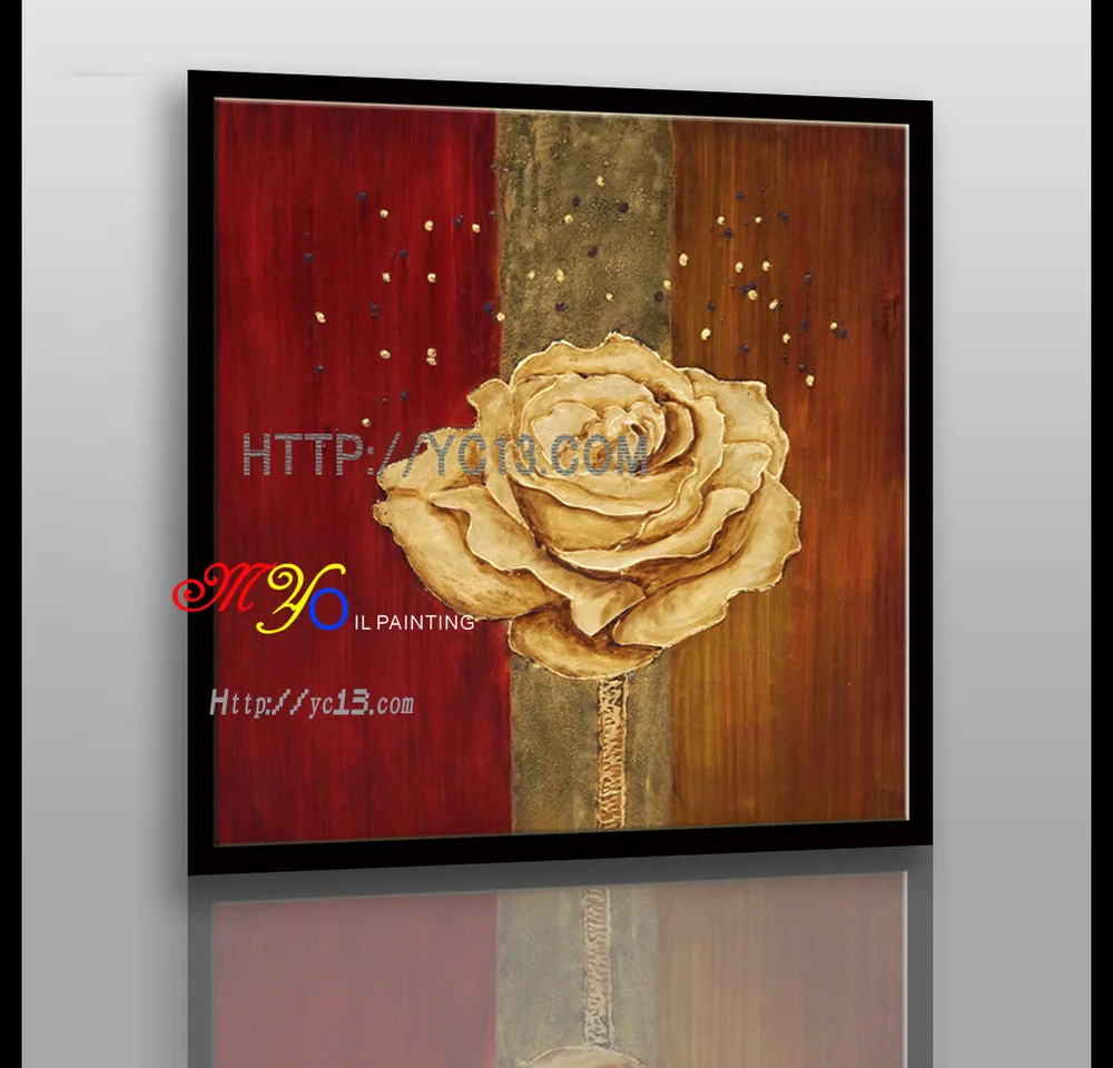 50% off  Existing samples gold foil rose flower art and craft canvas oil painting