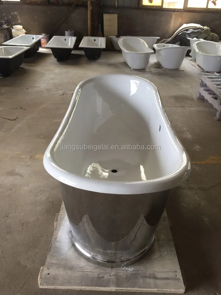 factory hot sell fico vintage freestanding enameled cast iron marble bathtub paint for bathroom with mirror finish stainless steel